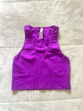 Athleta Bright Purple Ribbed V-Neck Crop Tank